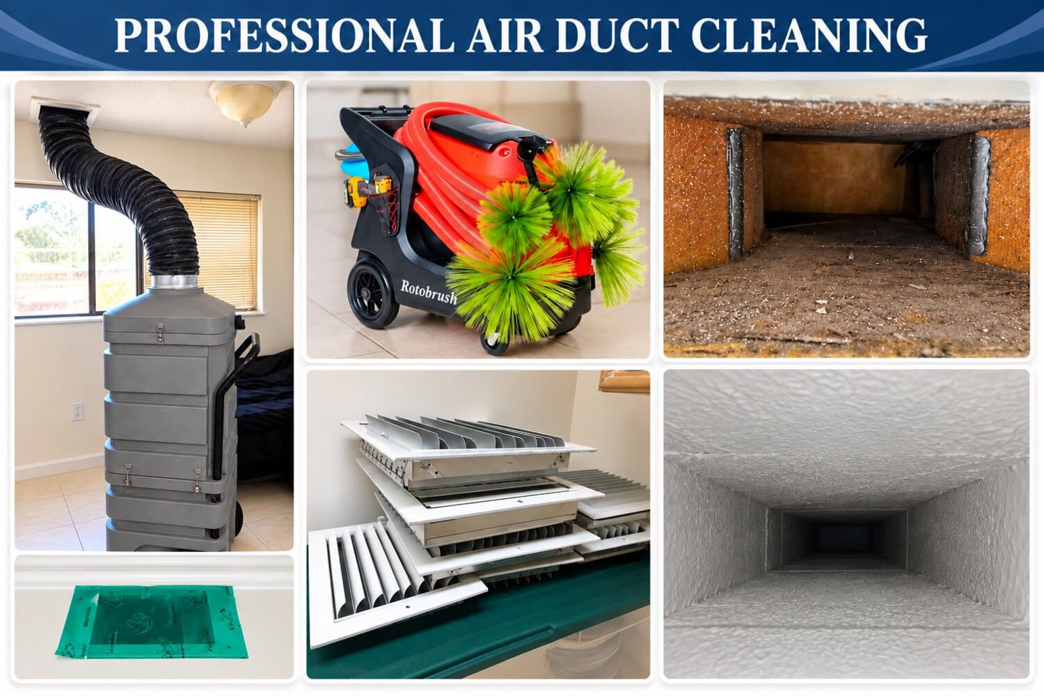 Professional air duct cleaning equipment and clean ductwork